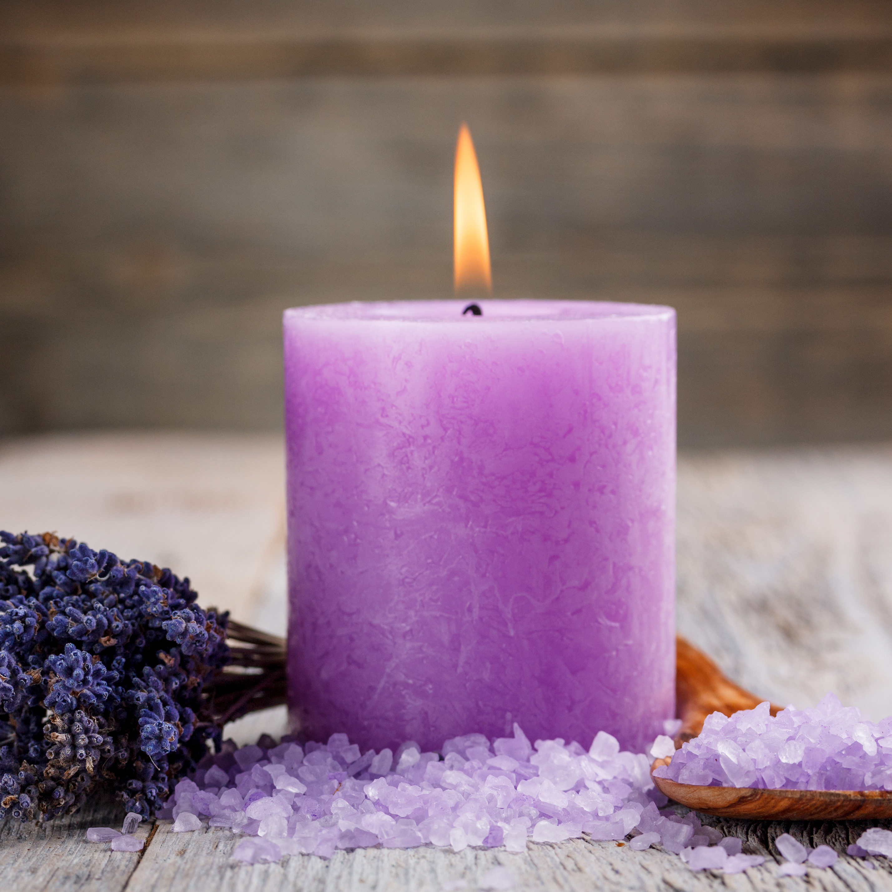 Spa setting Spa setting with candle, salt and dried flower